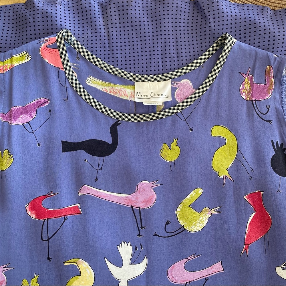 Vintage Maxi Dress 80’s Sleeveless Whimsical Birds L - Picture 10 of 14